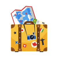 Suitcase and map